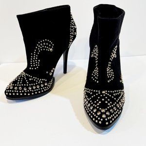 ZARA Studded Boots Faux Suede Trafaluc High Heel Size 7.5